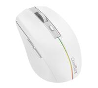CoolBox W01 Wireless PC Mouse with 6 Buttons, 2.4GHz Rechargeable Battery, 1600 DPI Optical Technology, Rainbow Lighting, White