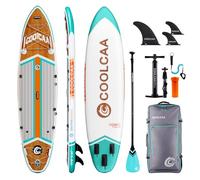 COOLCAA Dolphin Series Inflatable Stand Up Paddle Board 11'8" Set with Carbon Fiber Paddle (Maple Marlin)