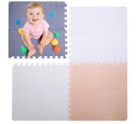 Coolcandy Baby Foam Play Mat 16Pcs with Edge Strips, 4 Colors Interlocking Floor Tiles, 0.4″ Thickened Non-Slip Puzzle Floor Mat