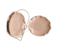 Coolcapis Ceramic Snack Plates Set with Rack, Lotus Leaf Plate Design, Small Dessert Plates, Appetizer, Fruit Plates Mini Serving Dishes, Side Dish, Porcelain Tableware Gift Set (Blush Pink)