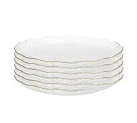 Coolcapis Hammered Glass Dinner Plate with Gold Rim - Elegant Textured Ice Crystal Design, Irregular Scalloped Edge, Clear Glass Serving Plate for Desserts, Salads & Main Dishes 10" (25.5cm)