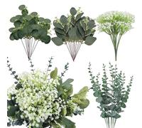 CoolCrafts 100 Pcs Mixed Artificial Eucalyptus Stems Bulk Babys Breath Fake Flowers Artificial Greenery for Home Decoration, Crafts, Wedding Arrangement