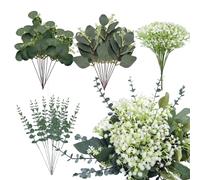 CoolCrafts 50 Pcs Mixed Artificial Eucalyptus Stems Bulk Babys Breath Fake Flowers Artificial Greenery for Home Decoration, Crafts, Wedding Arrangement