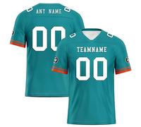 coolcustomize Custom Football Jersey Personalized Stitched or Printed Name Number Practice Gridiron Football Uniform for Adult Youth Teal