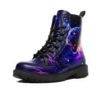 coolcustomize Galaxy Animal Combat Boots for Women Men, Fashion Lace-Up Ankle Boots Casual Hiking Work Punk Platform Booties