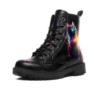 coolcustomize Galaxy Animal Combat Boots for Women Men, Fashion Lace-Up Ankle Boots Casual Hiking Work Punk Platform Booties