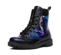coolcustomize Galaxy Animal Combat Boots for Women Men, Fashion Lace-Up Ankle Boots Casual Hiking Work Punk Platform Booties