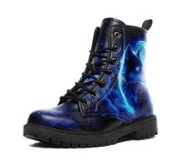 coolcustomize Galaxy Animal Combat Boots for Women Men, Fashion Lace-Up Ankle Boots Casual Hiking Work Punk Platform Booties