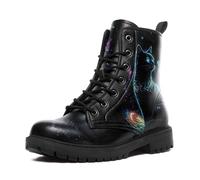 coolcustomize Galaxy Animal Combat Boots for Women Men, Fashion Lace-Up Ankle Boots Casual Hiking Work Punk Platform Booties