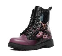 coolcustomize Women’s Mystical Celestial Moth Combat Boots, Comfortable Star & Moon Lace-Up Ankle Boot Platform Booties