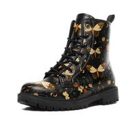 coolcustomize Women’s Mystical Celestial Moth Combat Boots, Comfortable Star & Moon Lace-Up Ankle Boot Platform Booties