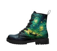 coolcustomize Womens Winter Boots, Starry Night Combat Boots Waterproof Platform Ankle Boots Lace Up Ladies Shoes, Perfect Gifts for Men Womens Work Boots