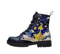 coolcustomize Womens Winter Boots, Starry Night Combat Boots Waterproof Platform Ankle Boots Lace Up Ladies Shoes, Perfect Gifts for Men Womens Work Boots