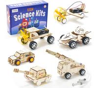 Cooldele 6-in-1 Wooden Science Experiment Build a Tank, Hydraulic Models, Aircraft & Cars with 3D Wooden Puzzles ，STEM Educational Toy, Great Holiday Birthday Gift for Ages 7-14