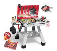Cooldele BBQ Grill Playset for Kids Age 3+, 2 Tier Kitchen Toy Set with Smoke,Sound & Light,Play Grill Toy Included 41 Pieces Cookware, Play Food,Indoor Outdoor Kitchen Playset,Gift for Boys Girls 3-8