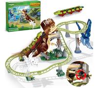 Cooldele Coolele Hand-cranked Dinosaur Rollercoaster Building set,1122 PCS Roller Coaster Building Blocks Kit with Dinosaurs 1 Rail car, Xmas Birthday Gifts for Adults and Kids Ages 8 9 10 11 12