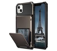 Coolden for iPhone 13 Case with Card Holder iPhone 13 Wallet Case 4 Card Pocket Armor Shockproof Case Heavy Duty Hard Back TPU Bumper Flip Protective Case Cover for iPhone 13 Phone Case (Gun Color)