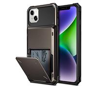 Coolden for iPhone 14 Plus Case with Card Holder Wallet Case 4 Card Pocket Armor Shockproof Case Heavy Duty Hard Back TPU Bumper Flip Protective Case Cover for iPhone 14 Plus Phone Case (Gun Color)