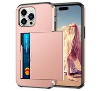 Coolden for iPhone 14 Pro Case Wallet Cover Armor Shockproof Heavy Duty Protective Hard PC Back Soft TPU Bumper Card Holder Wallet Cases Cover for iPhone 14 Pro Phone Case (Rose Gold)
