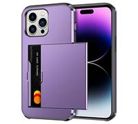 Coolden for iPhone 14 Pro Max Case with Card Holder Wallet Cover Purple | Shockproof Heavy Duty Protective, Hard PC Back Soft TPU Bumper Card Slot Wallet Cover for iPhone 14 Pro Max Phone Case
