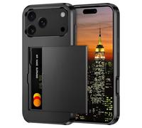 Coolden for iPhone 17 Pro Case for iPhone 17 Pro Phone Case with Card Holder Armor Shockproof Heavy Duty Protective Hard PC Back Soft TPU Bumper Hidden Card Slot Wallet Cover for Men Women (Black)