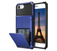 Coolden for iPhone SE 2022 Case iPhone SE 2020 Case with Card Holder Armor Wallet Cover Shockproof Heavy Duty Hard Back Protective Cases Cover for iPhone 7/8/SE 2/SE 3-Navy