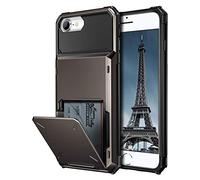 Coolden for iPhone SE 2022 Case iPhone SE 2020 Case with Card Holder Armor Wallet Shockproof Heavy Duty Hard Back Soft Bumper Protective Phone Cases Cover for iPhone 7/8/SE 2/SE 3-Gun
