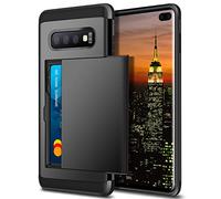 Coolden for Samsung S10 Plus Case Wallet Case Armor Shockproof Protective Case Heavy Duty Hard Back Rubber Bumper Card Holder Slot Wallet Case Cover for Samsung Galaxy S10 Plus Phone Case (Black)