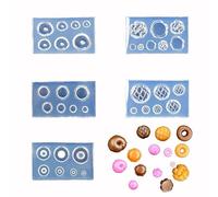 CoolDIY 3D Multipurpose Mini Silicone Mould Set: Bread, Doughnuts, Multiple Designs - Perfect for Clay Crafts, Dollhouse Miniatures, Nail Art Decor (5pcs Group1)