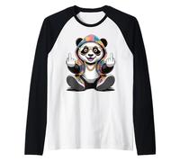 Coole & Funny Panda Design Humor Middle Finger Statement Raglan Baseball Tee