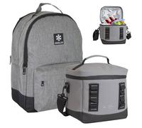 Cooler Backpack Insulated Lunch Bag - Leakproof, Water Resistant, Large Capacity Cool Bag for Work, Travel, Picnic, Beach - Thermal Backpack with Pockets & Bottle Holder, 28x15x39cm - Grey -