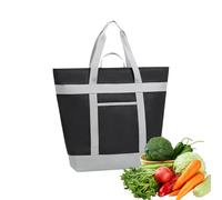 Cooler Bag, Large Insulated Foldable Food Storage Tote, Reusable Portable Lunch Box Thermal Lining, for Outdoor Picnic, Beach, Travel, Camping, and Daily Meal Transport, 52x20x42cm Black Light Blue