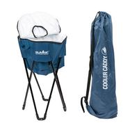 VFM e-Store - Cooler Bag On Stand Folding Cooling Storage Standing Bbq's Spacious Outdoors Camping Hiking Holidays Festivals Travel - Indigo Blue