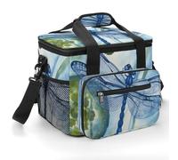 Cooler Bags Insulated,Hand Painted Blue Dragonflyprinted 22L Collapsible Large Portable Leakproof Camping Cool Bag for Outdoor Picnic Beach Travel