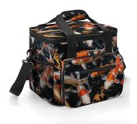 Cooler Bags Insulated,Japan Fancy Carp Fishesprinted 22L Collapsible Large Portable Leakproof Camping Cool Bag for Outdoor Picnic Beach Travel