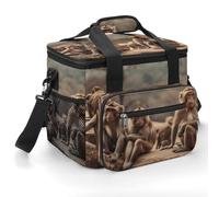 Cooler Bags Insulated,Monkey Sitting on Stoneprinted 22L Collapsible Large Portable Leakproof Camping Cool Bag for Outdoor Picnic Beach Travel