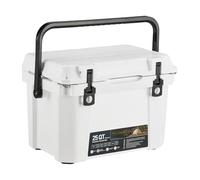 Cooler Box 24L, Rotomolded Portable Ice Chest with 5-Day Ice Retention, Heavy Duty Insulated Small Camping Cooler with Built-in Cup Holder, Fish Ruler & Drain Plug for Beach, Fishing, BBQ, Picnic