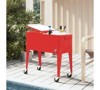 Cooler Cart with Wheels Red 92x43x89 cm Rolling 80 Quart vidaXL