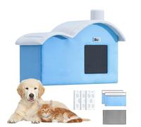Cooler house - foldable cabin with thermometer screen, absorbent pockets and ice packs|Ideal rest area for small breeds, warm weather, crate training, summer and outdoor adventures