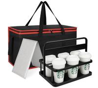 Cooler Insulated Food Delivery Bag & Drink Carrier with Hard Bottom, XXX-Large Pizza Bags for Doordash/Uber Eats, Grocery Catering Travel Thermal Frozen Carrier, Cold Warmer Accessories for Door Dash