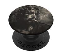 Cooler Jesus Christ smokes, resistance, rebellious Jesus PopSockets Adhesive PopGrip