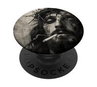 Cooler Jesus Christ smokes, resistance, rebellious Jesus PopSockets Adhesive PopGrip