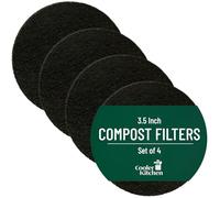 Cooler Kitchen 4 Pack Activated Charcoal Filter for Kitchen Compost Bin | 9.5 cm Activated Carbon Filter Replacement Set | Odour Absorbing Compost Filters for Recycle Bins