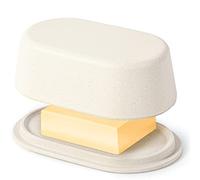 Cooler Kitchen Extra Large White Cream Butter Dish with Lid for Worktop - Dishwasher Safe Butter Keeper - Perfectly Sized Butter Holder Container for Extra Large European Style Butter