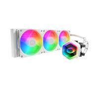 Cooler Master 360 Core II White AIO CPU Liquid Cooler, R9|U9|i9, Dual Chamber G9R Pump, Infinity Mirror aRGB, 400mm Tubing, 360mm Radiator, 120mm PWM Fan, AMD Ryzen AM5|4, Intel LGA 1851|1700 Platform