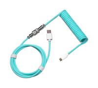 Cooler Master Coiled USB-C to USB-A Cable, Pastel Cyan, Reinforced Braided Nylon