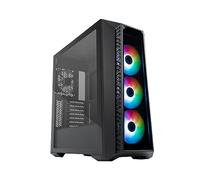 Cooler Master MasterBox 520 PC Case - Mid-Tower ATX Chassis, 4 x Pre-Installed Fans (Front & Rear), Multiple Airflow Configurations, Tempered Glass Front & Side Panel, ARGB Controller - Black