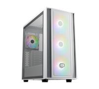 CoolerMaster MasterBox 600 Mid Tower TG Chassis, White, 4x ARGB Fan, Rear-Connec