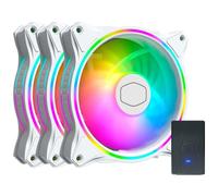 Cooler Master MasterFan MF120 Halo White 3n1Fans, Duo-Ring ARGB Customizable Lighting, 120mm PWM Static Pressure, ARGB Header Extender For PC Case, Liquid and Air Cooler (MFX-B2DW-183PA-R1)