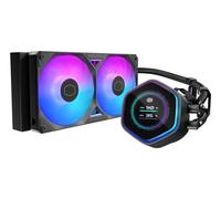 Cooler Master MasterLiquid 240 Atmos II LCD ARGB Liquid CPU Cooler 240mm Dual Chamber Design Customisable LCD Low Profile Pump Black